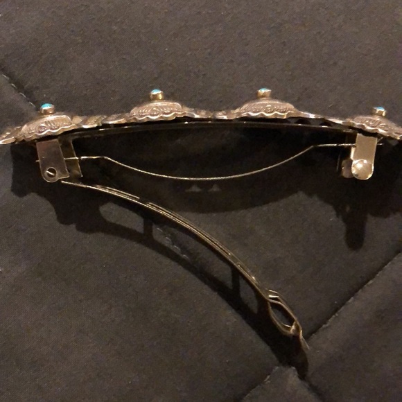 Vintage Turquoise and sterling silver hair clip - Picture 2 of 4